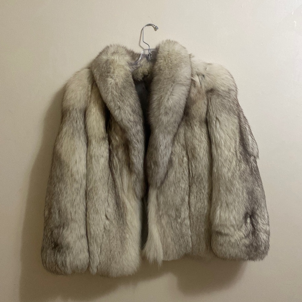 Silver fox fur coat